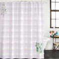 thumbnail image 2 of Eucalyptus Leaves Shower Curtain, Waterproof Shower Curtains for Bathroom, Pink Plaid Summer Botanical Washable Fabric Bathtub Curtain Set Bath Decor with 12 Hooks Long 72"x84", 2 of 8