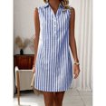 thumbnail image 4 of Multicolor Blue And White Striped Sleeveless Shirt Dress, 4 of 6
