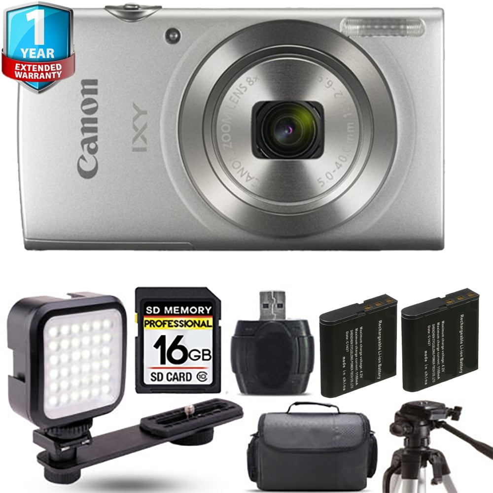 Canon IXY 200 /Elph 180 Digital Camera (Silver) + Extra Battery + 1 Yr  Warranty - 16GB Kit