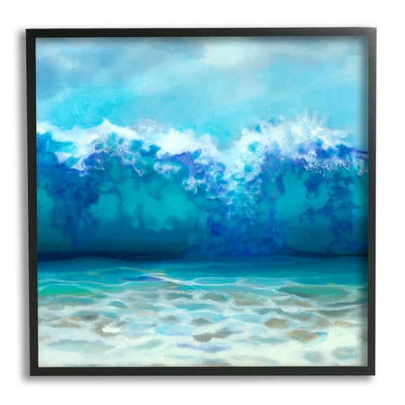 Stupell Industries Abstract Tsunami Waves Beach Tide Coastal Painting Black Framed Art Print Wall Art