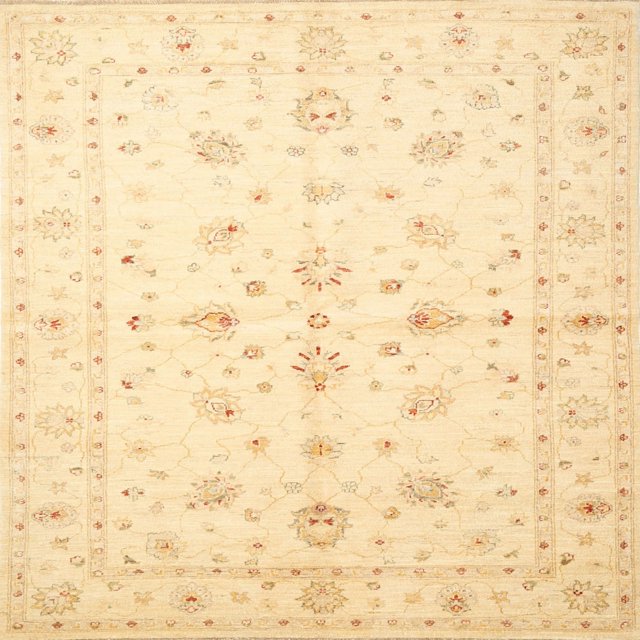 Ahgly Company Tapis d'Intérieur Lavable en Machine Carré Traditionnel Jaune Soleil, 9 Pieds Carré