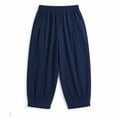 thumbnail image 3 of Pounoo Womens Harem Capri Pants Elastic Waist Harem Style Cropped Length Plain Womens Boho Capris Loose Fit Boho Casual Relaxed Womens Casual Harem Pants, 3 of 9
