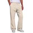 thumbnail image 3 of KLHDSF Men's Baggy Bootcut Sweatpants Wide Leg Flared Stretch Elastic Waist Drawstring Cotton Lounge Workout Casual Pants Beige L, 3 of 8