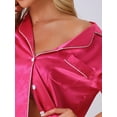 thumbnail image 5 of INSPIRE CHIC Women's Easter Satin Pajamas Silky 2 Piece Short Sleeve Tops with Shorts Lounge Sets M Hot Pink, 5 of 6