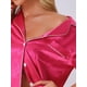 thumbnail image 5 of Pijamas de satén para mujer INSPIRE CHIC, conjuntos de dos piezas de manga corta con pantalones cortos, 2XL, rosa intenso, 5 of 6