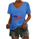 thumbnail image 2 of Camisetas Casuales de las Mujeres Gradiente Día de la Independencia Impreso Cuello Redondo, Blusa de Manga Corta para Diario, Fiesta Y Primavera Verano, 2 of 6