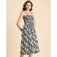 thumbnail image 3 of Moomaya Womens Printed Smocked Viscose Dress, Knee Length, Spaghetti Strap Midi Dress, 3 of 9