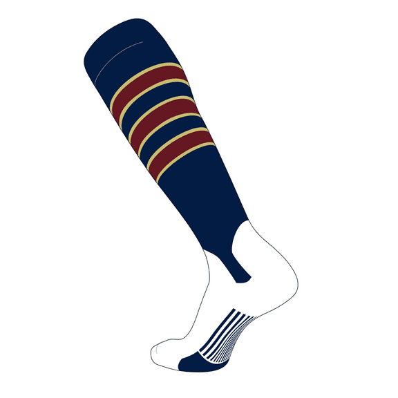 TCK Elite Baseball Knee High Stirrup Socks (D, 5in) Navy, Vegas Gold, Cardinal