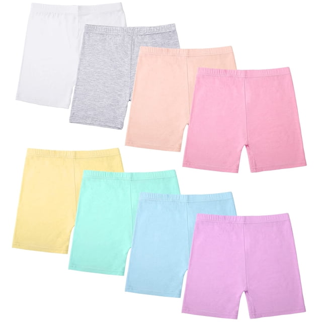 Pantalones cortos de baile Boyiee para niñas y niños pequeños, paquete de 8 colores brillantes