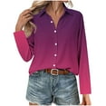 thumbnail image 3 of Button Down Shirts for Women Fashion Gradient Color Printed Shirt Dressy Casual Long Sleeve Blouses Plus Size Loose Tops Trendy Business Work Shirts, 3 of 6