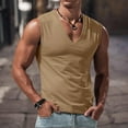 thumbnail image 7 of Fgnfyis Men's Casual Vest Loose Fit Sleeveless Top for Everyday Wear and Outdoor Activities Mens Tank Top Khaki L, 7 of 7
