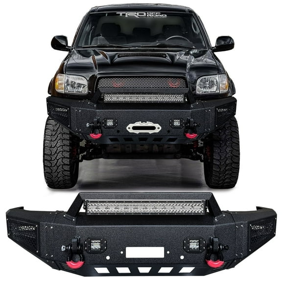 Vijay For 2000-2001-2002-2003-2004-2005-2006 Toyota Tundra Steel Front Bumper with Winch Plate and LED Lights