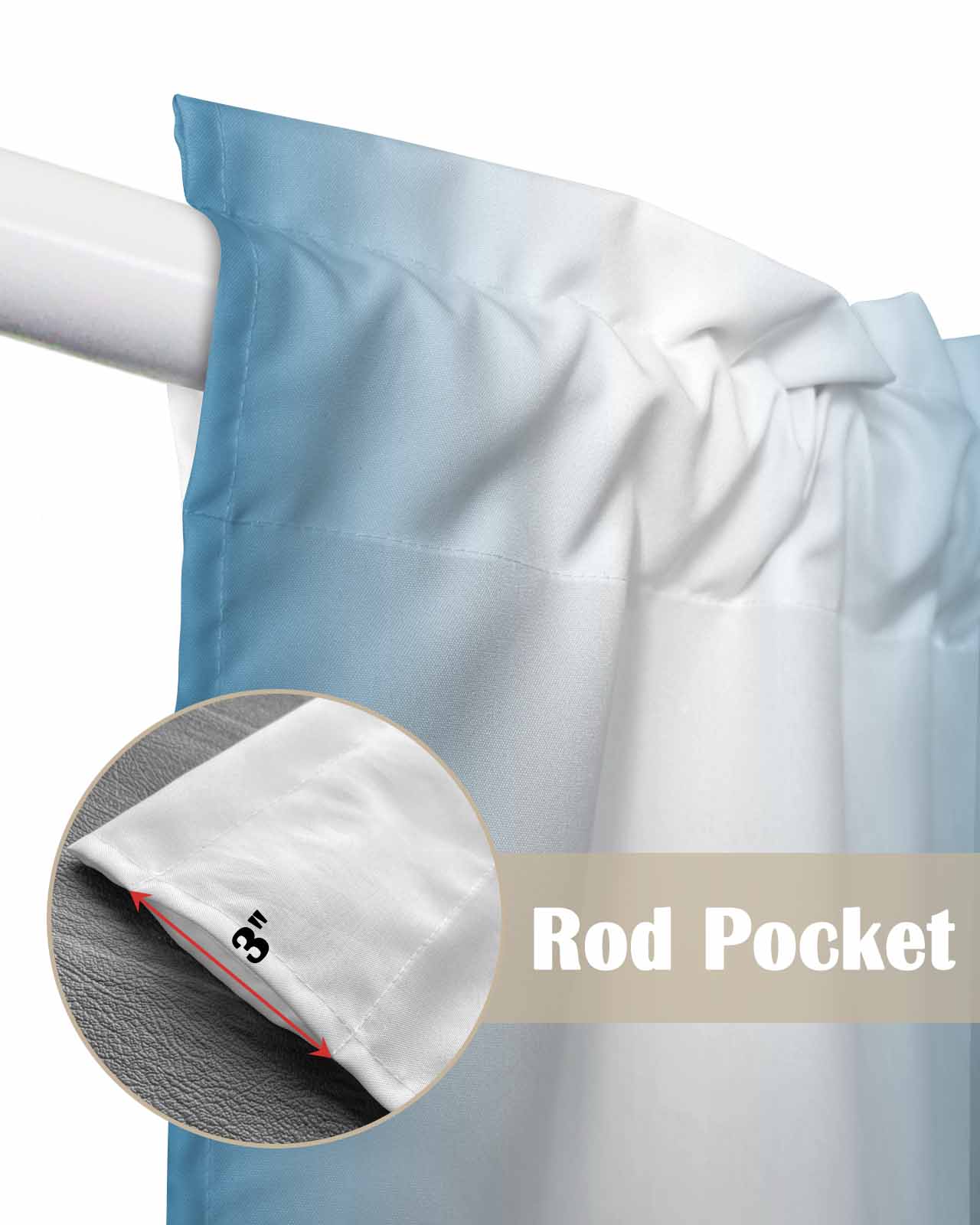Swag Valance Curtains Blue and White Gradient Rod Pocket Kitchen ...
