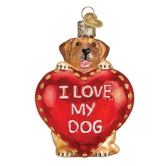 Old World Christmas Pet Lovers Glass Blown Ornaments for Christmas Tree, Love My Dog