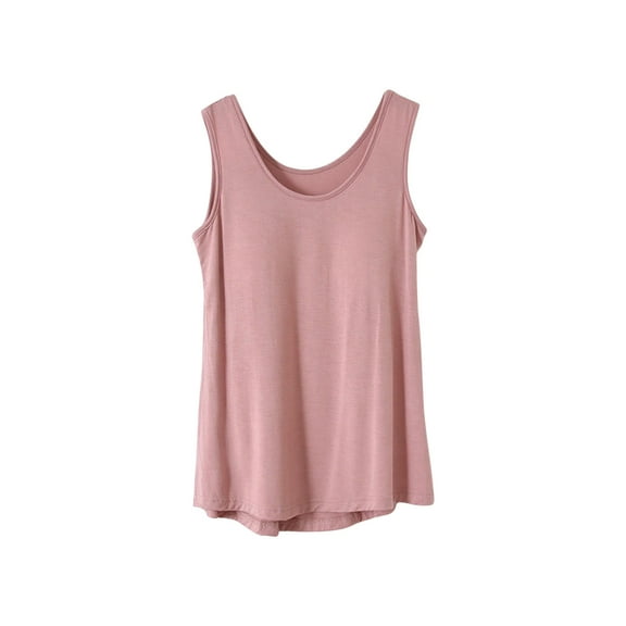 zbxnLI Women's Plus Size Tank Tops Built-In Bra Pads Sleeveless Soft Loose Pajama Tops for Women