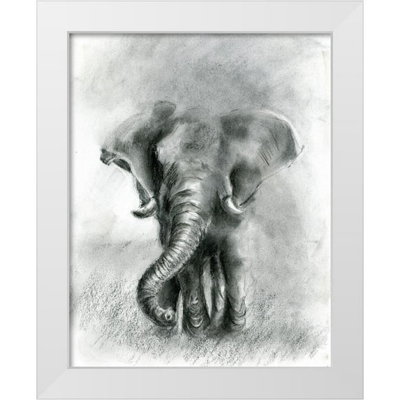 Shefranov, Olga 26x32 White Modern Wood Framed Museum Art Print Titled - Elephant Joy BW