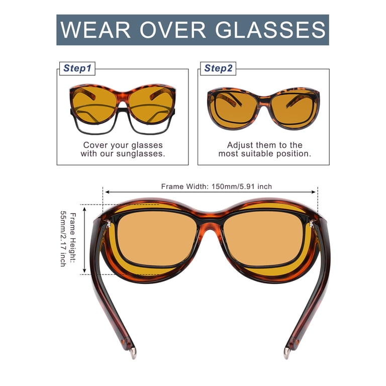 TINHAO Polarized Fit Over Sunglasses Women, Leopard photo 4