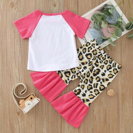 

Cathalem Easter Kids Toddler Baby Girls Cotton Short Sleeve Rabbit Print Tshirts Tops Leopard Print Bell Baby Clothes for Girls Childrenscostume Hot Pink 2-3 Years