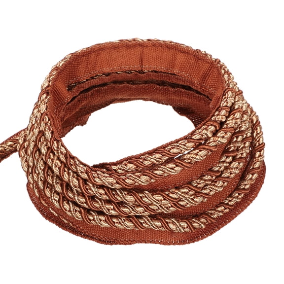 Twisted Lip Cord Trim 0.28 Inches 13.5 Yard Polyester Twisted Cords for Sewing Decorative Trimming DIY Crafts Edge Piping Upholstery Curtain Tieback (Light Brown)