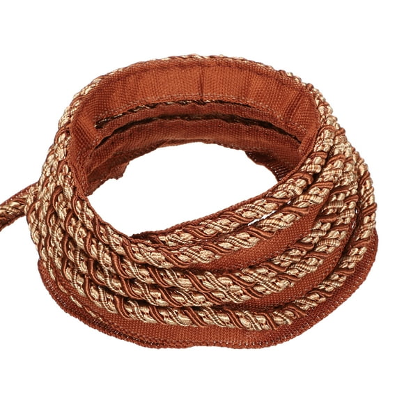 Twisted Lip Cord Trim 0.28 Inches 13.5 Yard Polyester Twisted Cords for Sewing Decorative Trimming DIY Crafts Edge Piping Upholstery Curtain Tieback (Light Brown)