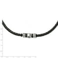 thumbnail image 3 of Collier en Acier Inoxydable Poli et Brossé Cuir Noir & Caoutchouc 19 Pouces, 3 of 3