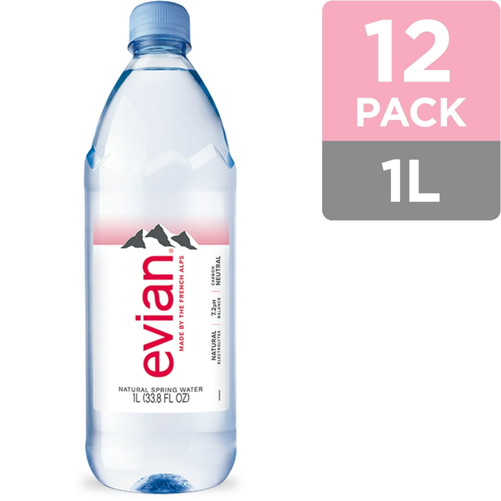Evian Natural Spring Water, 1 L, 12 Count (2 Pack of 6 Count) Walmart