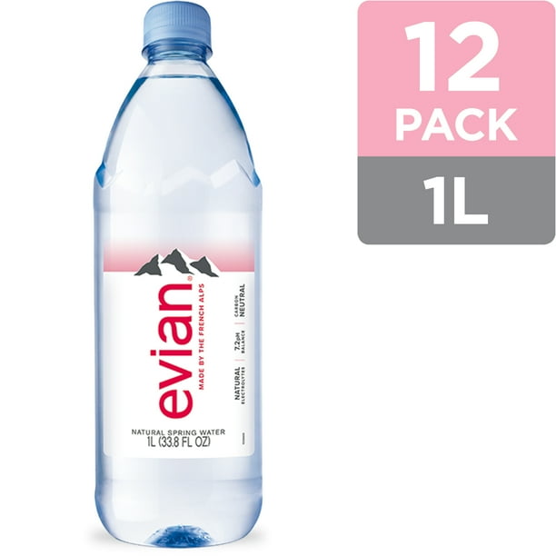 Evian Natural Spring Water, 1 L, 12 Count (2 Pack of 6 Count) Walmart