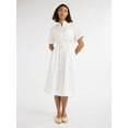 thumbnail image 4 of Free Assembly Women's and Women's Plus Cotton Double Tie Utility Midi Dress with Short Sleeves, Sizes XS-4X, 4 of 5