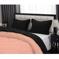 thumbnail image 5 of D.N.G. BEDDINGS 3 Piece Luxury Reversible Diamond Pattern Comforter Set Premium Super Soft, All Season 800 TC, 100% Egyptian Cotton King/California King Size Peach/Black Solid Color, 5 of 7