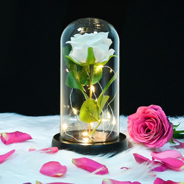 Rosa Eterna QUELIEN Rosas Blancas en Cúpula de Cristal - Regalo