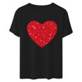thumbnail image 4 of mihongmao Valentine Tops Women Casual Round Neck Short-sleeved Christmas Tree Printed T-shirt Black S, 4 of 6