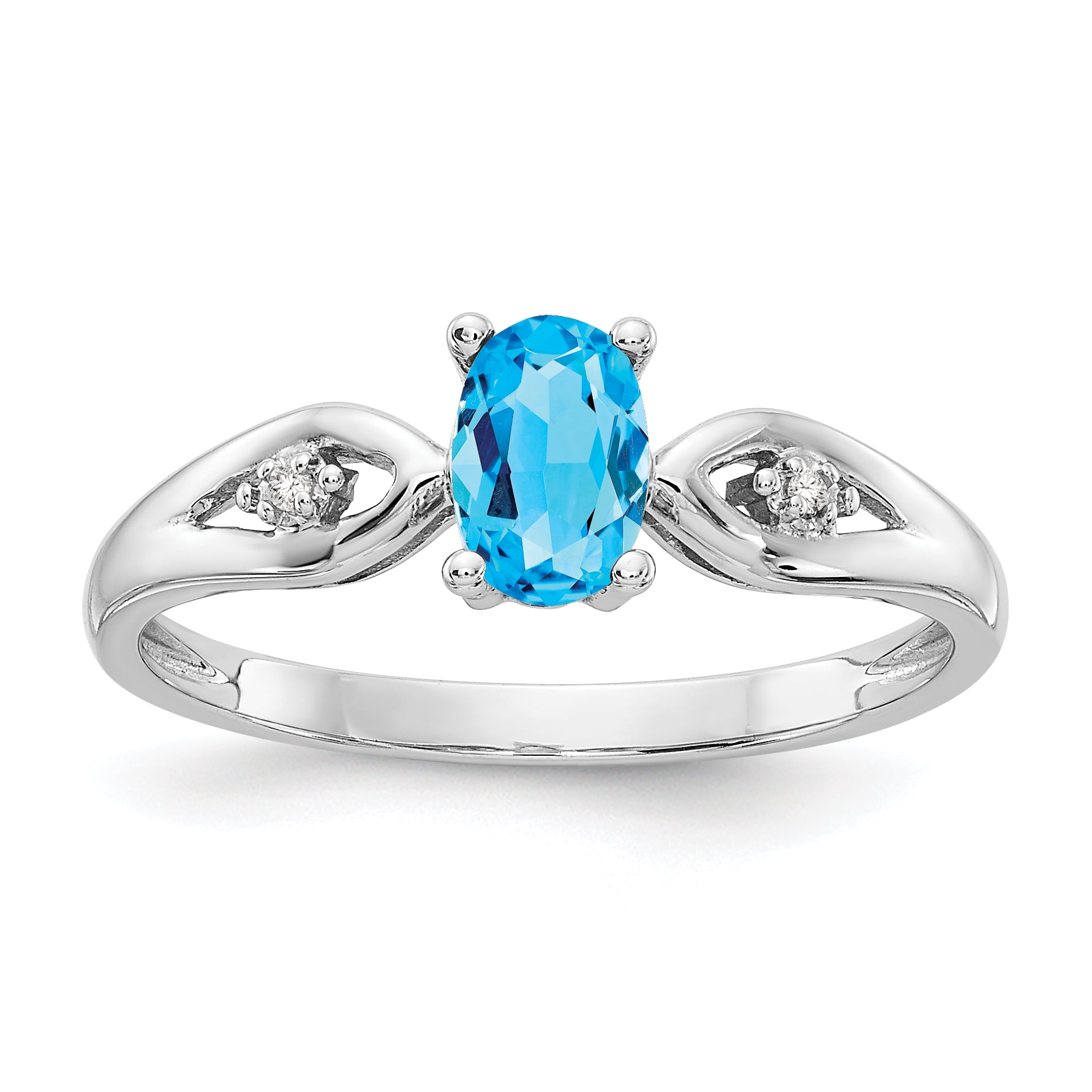 14k White Gold Blue Topaz Diamond Ring by Saris and Things QG