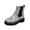 Black, variant on Lug Sole Winter Shoes, Geometric Checkered Patchwork Chelsea Boots Casual Outdoor Strolling, Elastic Side Panel Lug Sole Footwear Holiday Travel Wearing, Chunky Platform Short Booties, Black 7