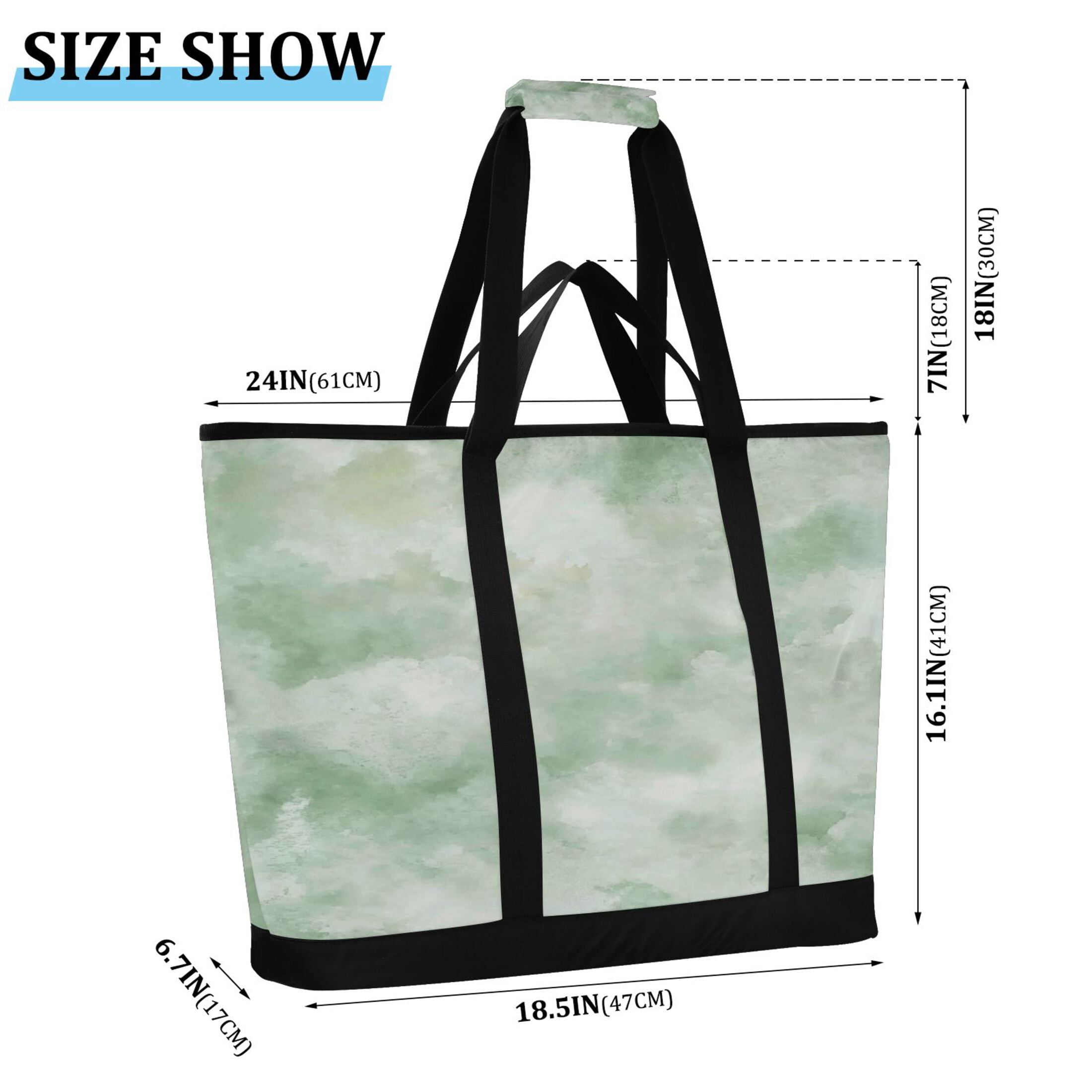 Large Hand-held Ice Pack Picnic Bag Insulation and Refrigeration Suitable for Shopping Picnics and Camping Super Cool Light Green