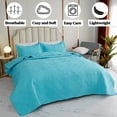 thumbnail image 3 of Quilted Floral Bedspread Set for Queen Beds – Includes Bedspread and Shams (Ogee, Blue), 3 of 8