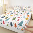 thumbnail image 3 of Feelyou Kids Christmas Full Size Sheets, Cartoon Xmas Tree Bed Sheets, Cartoon Snowflake Print Sheet Sets, Ultra Soft Home Decor, 4pcs, 3 of 7