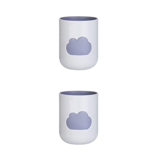 Wosthever Taza de enjuague bucal Simple nubes de doble capa tazas de portátiles multiusos soporte de moda de dibujos animados regalos de pareja Gris blanco 301-400ml 2Conjunto