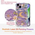 thumbnail image 2 of Case iPhone 16 Pro Max, Colorful Retro Oil Painting Printed Flower Laser Glossy Pattern Cute Curly Wave Edge Exquisite Phone Cover Stylish Durable TPU Protective Case Girl Women-Green,Purple White, 2 of 5