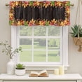 thumbnail image 2 of Maple Leaves Fall Curtain Valances for Windows, Kitchen Valance Window Treatments Panel 2 Pack, Thanksgiving Botanical Wooden Autumn Leaf Rod Pocket Short Curtains for Bathroom Bedroom 60 x 18 Inch, 2 of 8