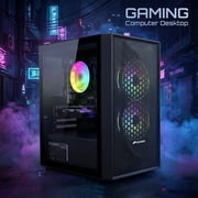 STGAubron Gaming PC Desktop, Intel Core I5 up to 3.7G, RX 550 4G, 16GB RAM, 512GB SSD, WiFi 6, BT 5.0, RGB Fan x 2, Win 11 Home