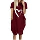 thumbnail image 2 of Puntoco Vestido De Manga Corta Con Cuello En V, Vestido Casual Suelto Con Estampado De Amor Para Mujer Burdeos Xl, 2 of 5