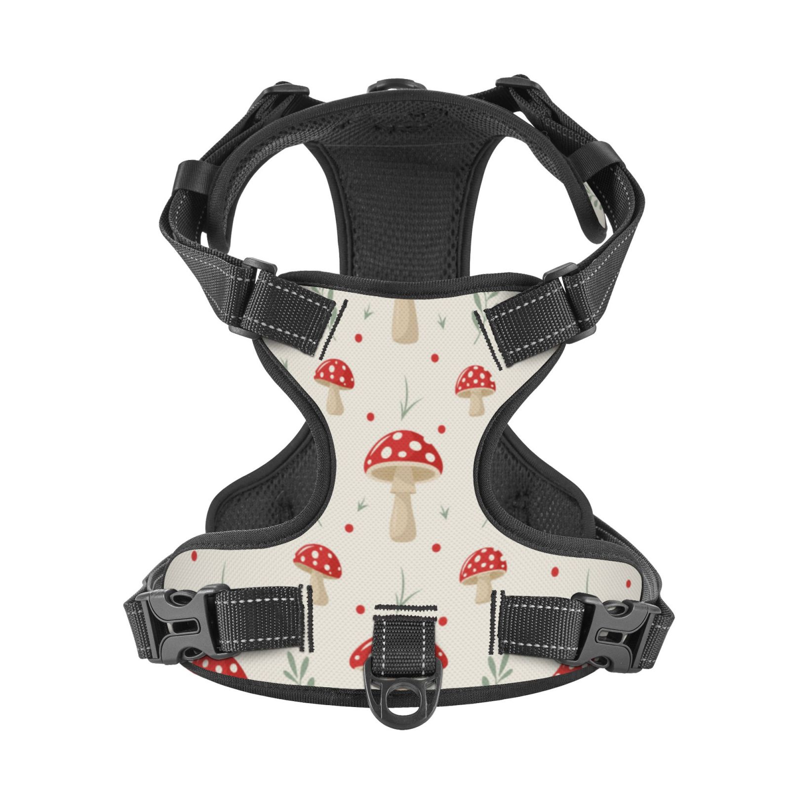 Kdxio Mushroom Print No Pull Dog Harness Adjustable Reflective Oxford Easy Control Medium Large Dog Harness for Training and Everyday-Large