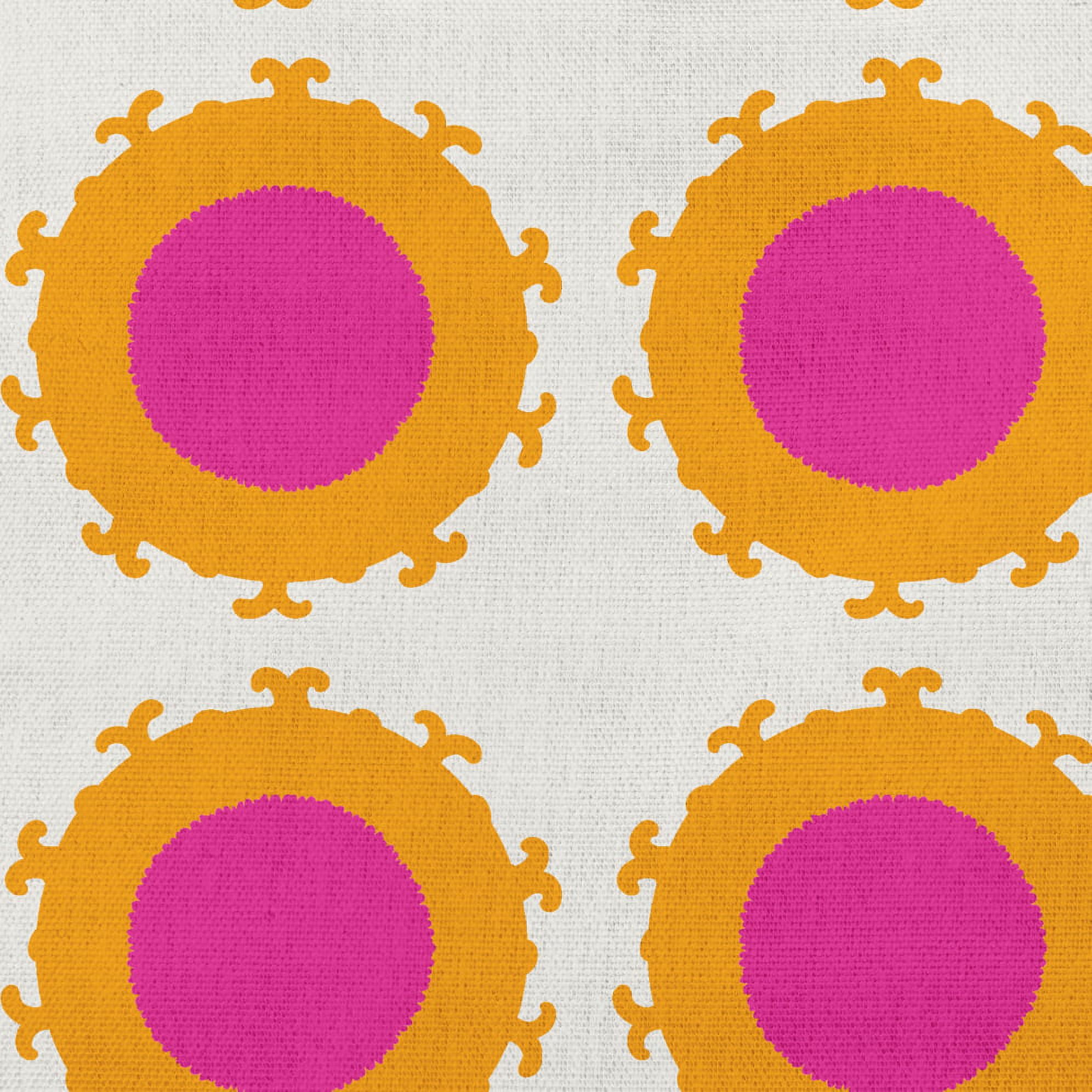 Simply Daisy 18 in x 18 in Modern and Contemporary Pink, Orange and White Geometric Polyester Throw Pillow