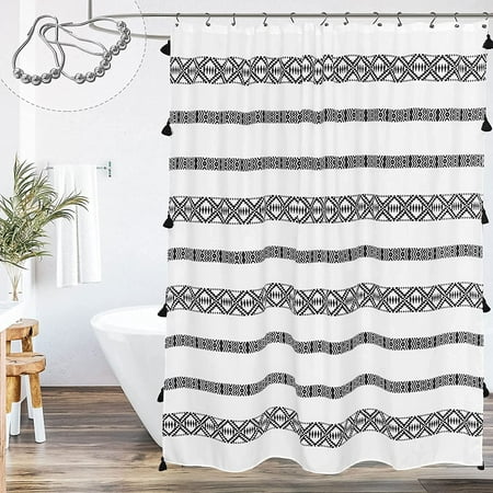 Fanshowextra Long Shower Curtain Set 72 X 96 Western Tassel Inch Floor To Ceiling Liner Abstract Geometric Mount Fabric For Bathroom Decor Beige Canada Ceiling Shower Curtain Liner, 96 Long Fabric Shower Curtain Liner