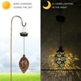 thumbnail image 6 of Naierhg Hanging Solar Lights Hollowed Pattern IP44 Waterproof Wrought Iron Wear Resistant Solar Power Drop Shape LED Garden Light for Garden,Bronze, 6 of 8