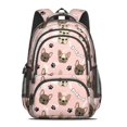 thumbnail image 2 of French Bulldog and Bone Pink Pattern Cute School Backpack Bag with Padded Back and Adjustable Shoulder Straps 16.9 X 12.6 X 5.9 Inches, 2 of 5