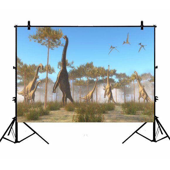 BSDHOME 7x5ft Forest Backdrops, Animal Ancient Dinosaurs Photography Backdrops Polyester Photo Background Studio Props