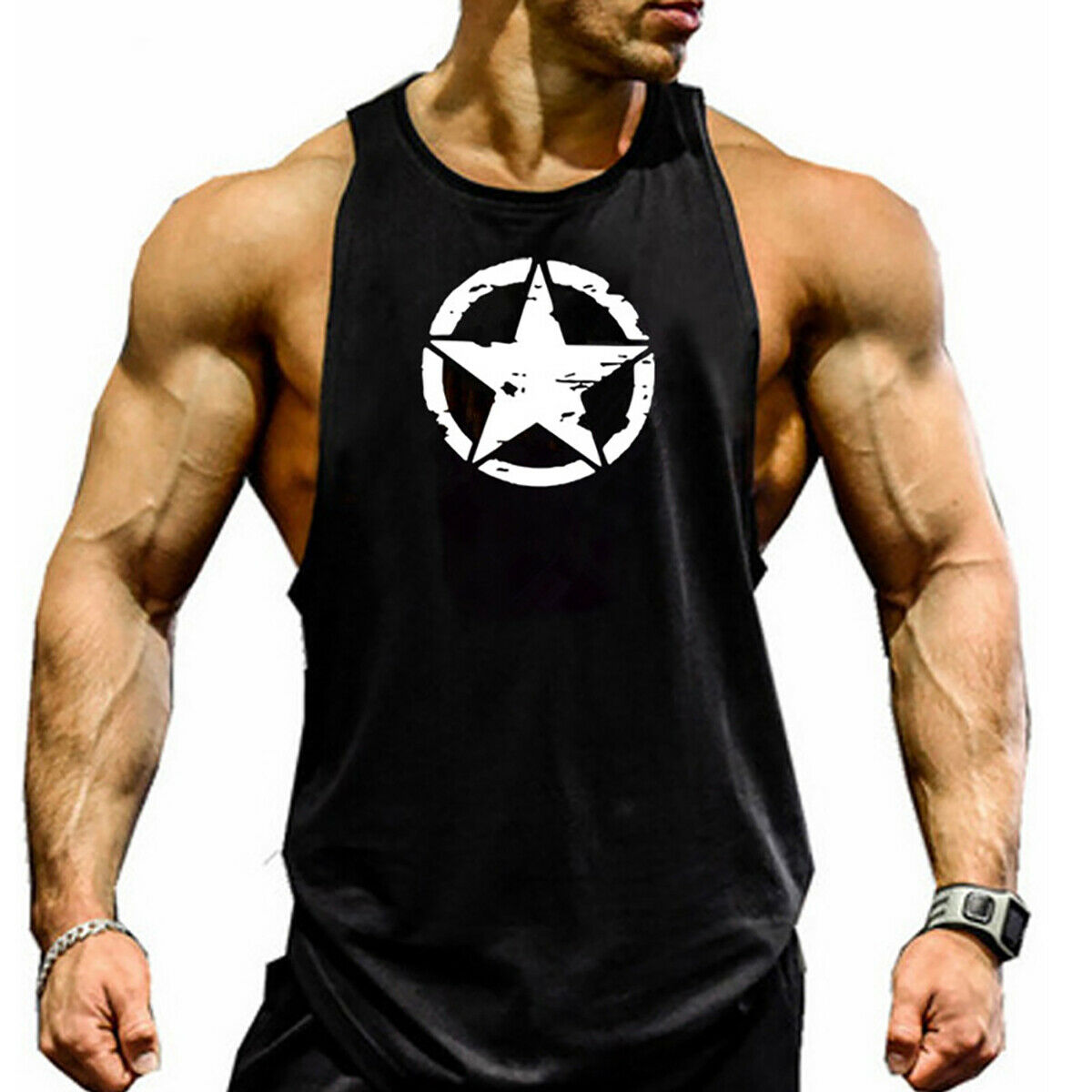 nine bull Mens Gym Workout Tank Top Muscle Stringer Bodybuilding Fitness T-Shirts Tops 2 Pack 