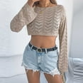 thumbnail image 6 of Ltctricy Sweaters for Women Casual Long Sleeve Hollow out Boat Neck Crochet Knit Crop Tops Loose Pullover Sweaters(Khaki,X-Large), 6 of 6