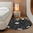 thumbnail image 3 of Black White Postmarks Round Area Rugs Collection 5', Modern Abstract Lines Motifs Non Slip Indoor Circular Throw Runner Rug Floor Mat Carpet for Living Room Dining Table Bedroom Nursery, 3 of 9
